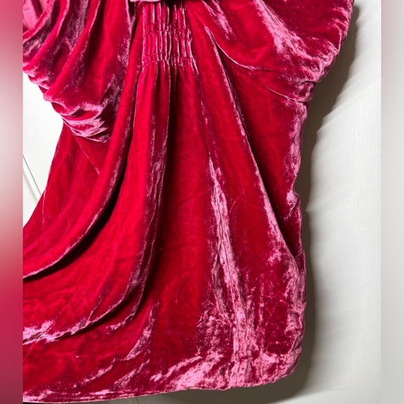 NWT Marc by Marc Jacobs Strawberry Daiquiri Pink Velvet Silk Blend Bow Blouse 6 - Picture 8 of 16